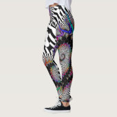 Leggings Abstrait noir fractal arc-en-ciel noir noir (Gauche)