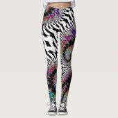Leggings Abstrait noir fractal arc-en-ciel noir noir (Devant)
