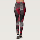 Leggings Abstrait Noir, rouge, gris géométrique. (Dos)