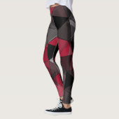 Leggings Abstrait Noir, rouge, gris géométrique. (Gauche)