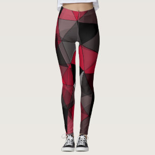 Leggings Abstrait Noir, rouge, gris géométrique.