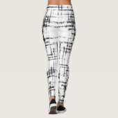 Leggings abstrait noir sur blanc croquant motif (Dos)