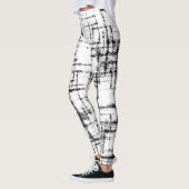 Leggings abstrait noir sur blanc croquant motif (Gauche)