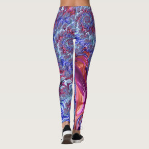 Leggings Abstrait Numérique Fractal Coloré Trippy Groovy