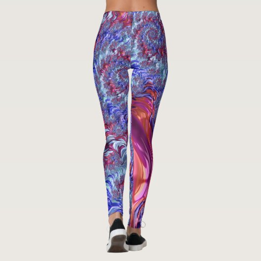 Leggings Abstrait Numérique Fractal Coloré Trippy Groovy (Dos)