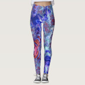 Leggings Abstrait Numérique Fractal Coloré Trippy Groovy (Devant)