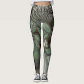 Leggings Abstrait Olive Green Gris Fractal Art Imaginaire (Devant)