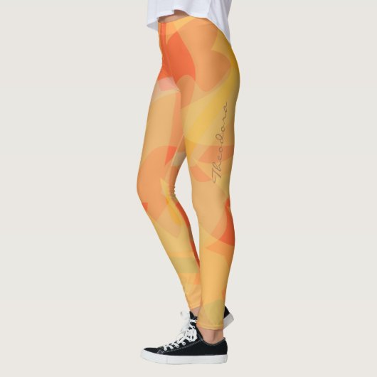 Leggings Abstrait Orange Floral (Gauche)