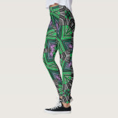 Leggings Abstrait ornemental rayé vert foncé (Gauche)