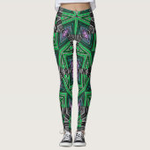 Leggings Abstrait ornemental rayé vert foncé (Devant)