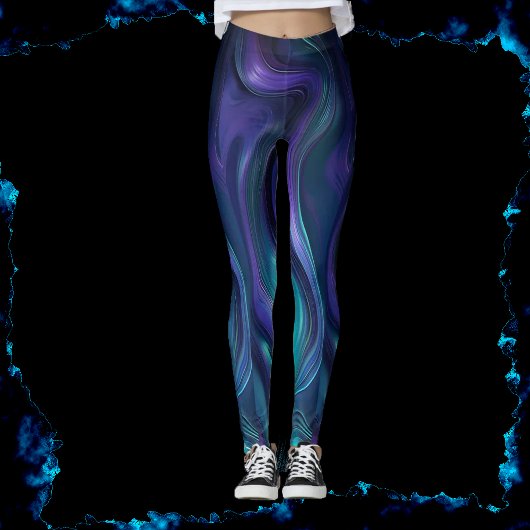 Leggings Abstrait pourpre et turquoise