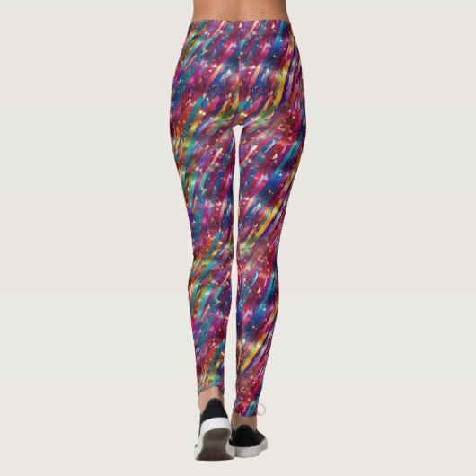 Leggings Abstrait Rainbow Stripes Disco Glittery Motif (Dos)