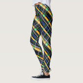 Leggings Abstrait rayé rayé brillant fun navy jaune vert (Gauche)