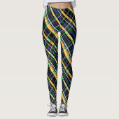 Leggings Abstrait rayé rayé brillant fun navy jaune vert (Devant)
