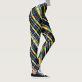 Leggings Abstrait rayé rayé brillant fun navy jaune vert (Droite)