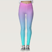 Leggings abstrait rose cinglé bleu turquoise ombre (Devant)