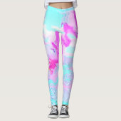 Leggings Abstrait rose et bleu ondulé (Devant)
