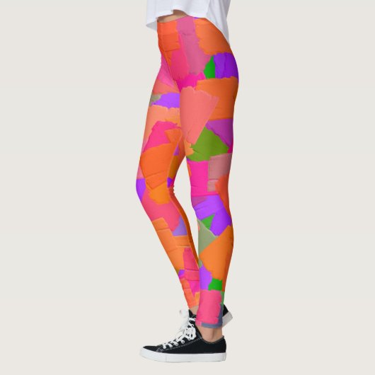 Leggings Abstrait rose, orange et violet (Gauche)