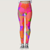 Leggings Abstrait rose, orange et violet (Devant)