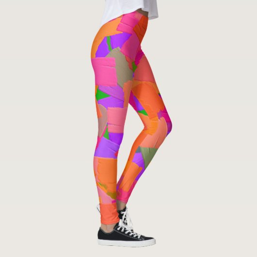 Leggings Abstrait rose, orange et violet (Droite)