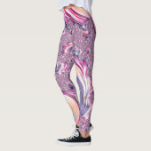 Leggings Abstrait rose pourpre spirale fractale (Gauche)