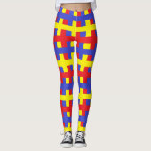Leggings Abstrait rouge, bleu et jaune (Devant)