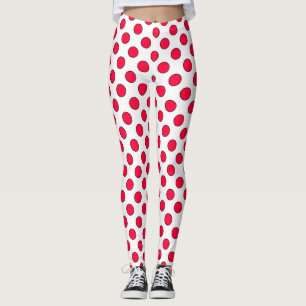 Leggings Abstrait simple style rouge blanc pois circl