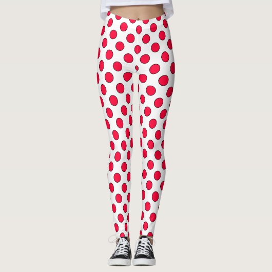 Leggings Abstrait simple style rouge blanc pois circl (Devant)