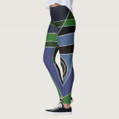 Leggings Abstrait Surf Vert Bleu Noir (Gauche)