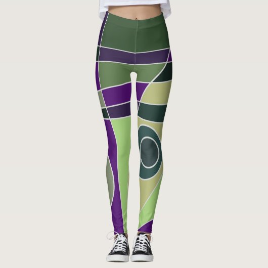 Leggings Abstrait Surf Vert pourpre (Devant)