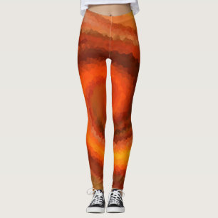 Leggings Abstrait tourbillon orange brun feu pri moderne