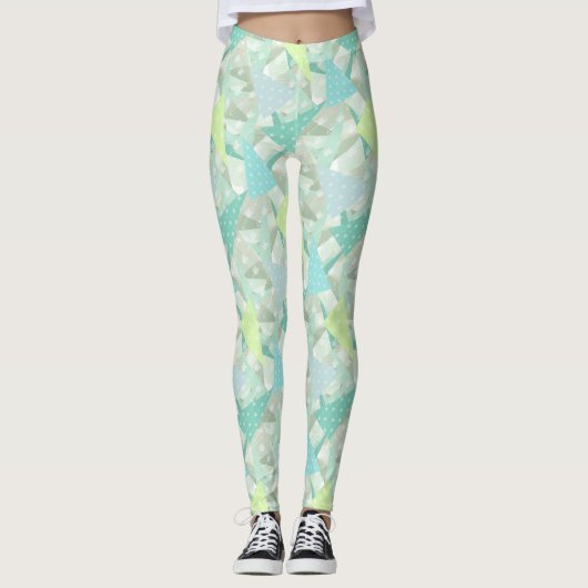 Leggings Abstrait Triangle Arrow Mint Blue Aqua Motif (Devant)