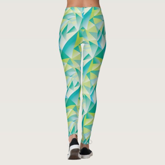 Leggings Abstrait Triangle Mint bleu Aqua Motif jaune (Dos)