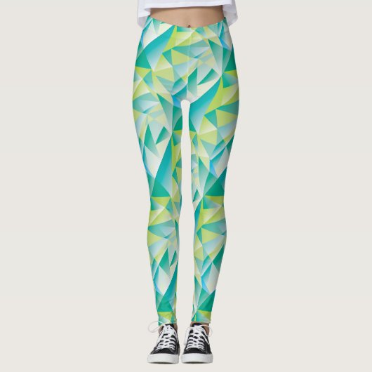 Leggings Abstrait Triangle Mint bleu Aqua Motif jaune (Devant)