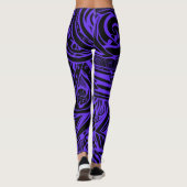 Leggings Abstrait Tribal Noir Et Violet (Dos)