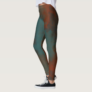 Leggings Abstrait turquoise et rouille