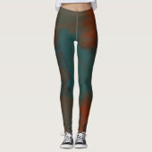 Leggings Abstrait turquoise et rouille (Devant)