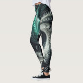 Leggings Abstrait vert, argent et noir (Gauche)