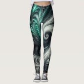 Leggings Abstrait vert, argent et noir (Devant)