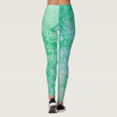 Leggings Abstrait vert de mer clair, Encre d'alcool de prin (Dos)