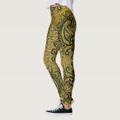 Leggings Abstrait vert, jaune motif Paisley (Gauche)