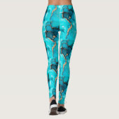 Leggings Abstrait Vert Motif Méditerranée Turquoise (Dos)