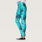 Leggings Abstrait Vert Motif Méditerranée Turquoise (Gauche)