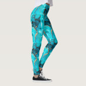 Leggings Abstrait Vert Motif Méditerranée Turquoise (Droite)