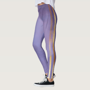 Leggings Abstrait violet d'or floral
