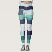 Leggings Abstrait violet, vert et turquoise (Devant)