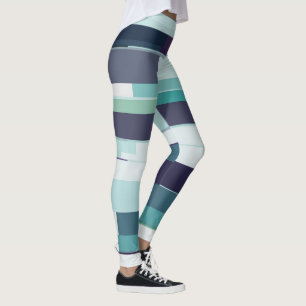 Leggings Abstrait violet, vert et turquoise