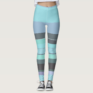 Leggings Abstrait violet, vert et turquoise
