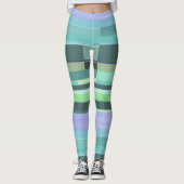 Leggings Abstrait violet, vert et turquoise (Devant)