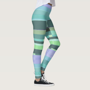 Leggings Abstrait violet, vert et turquoise